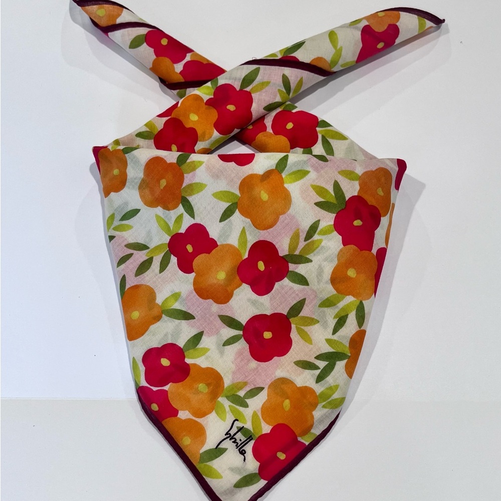 Handkerchief Sybilla Women Scarf Bannada Floral Cotton Pocket Square 22”